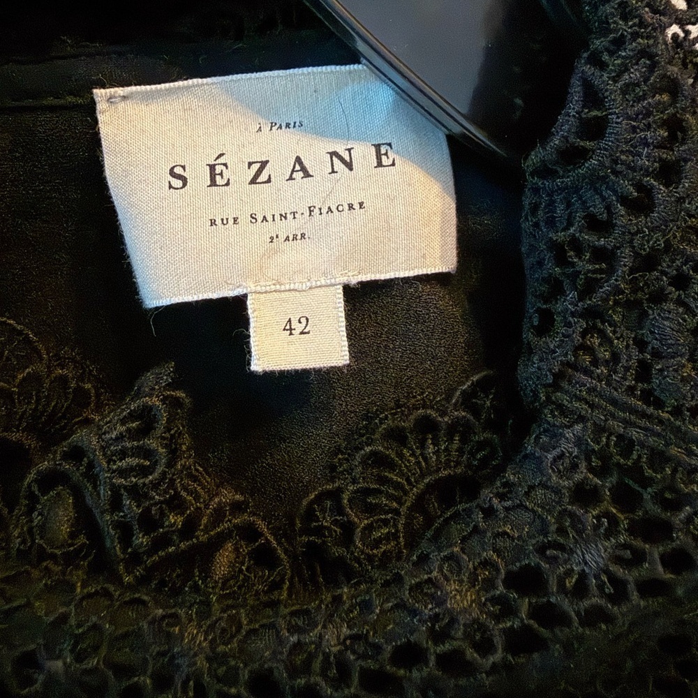 Sezane Adina Lace Ruffle High Neck Blouse Size 42 US10 - Picture 4 of 5